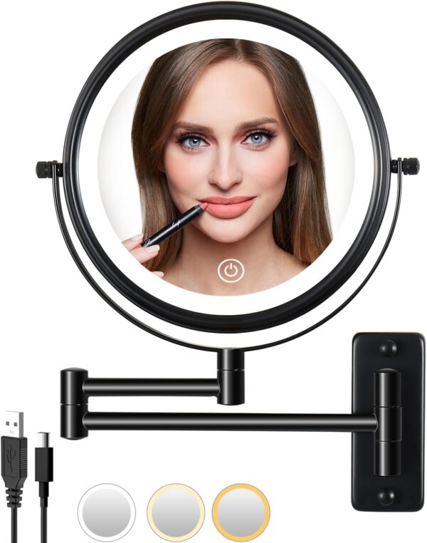 10X LED Wall Makeup Mirror (Black)