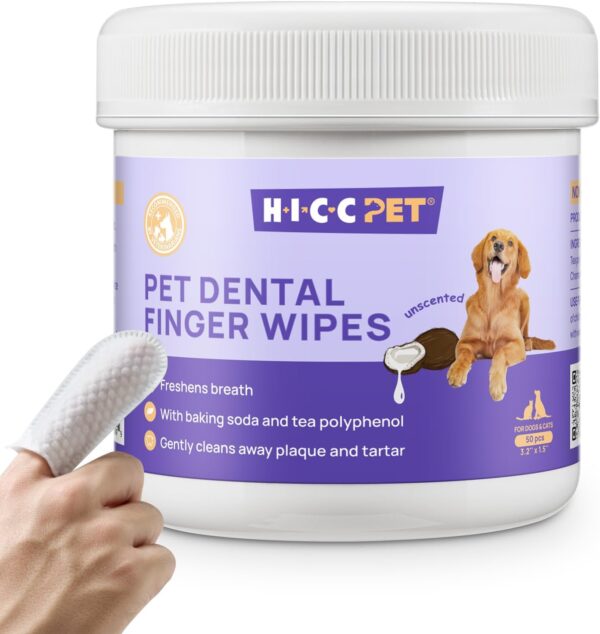 HICC PET Dog & Cat Teeth Cleaning Wipes – 50 Count